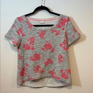 Anthropologie Postmark Boucle Textured Knit Terry Fray Sleeve Top